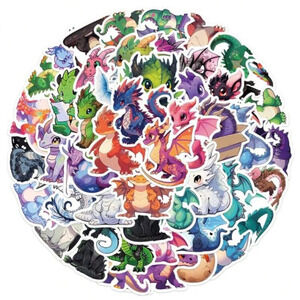50 colorful cartoon dragon vinyl stickers decor laptop scrapbook mug luggage cup
